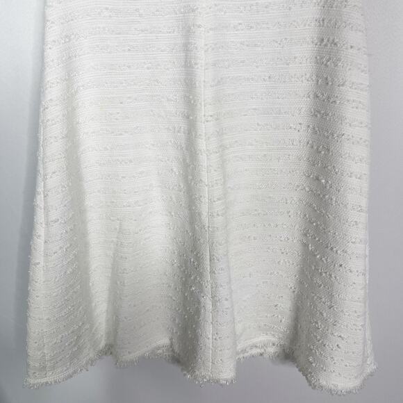 Rebecca Taylor 4 Snow Tweed V Neck Sleeveless Dress Striped Motif Cotton White - Picture 4 of 16